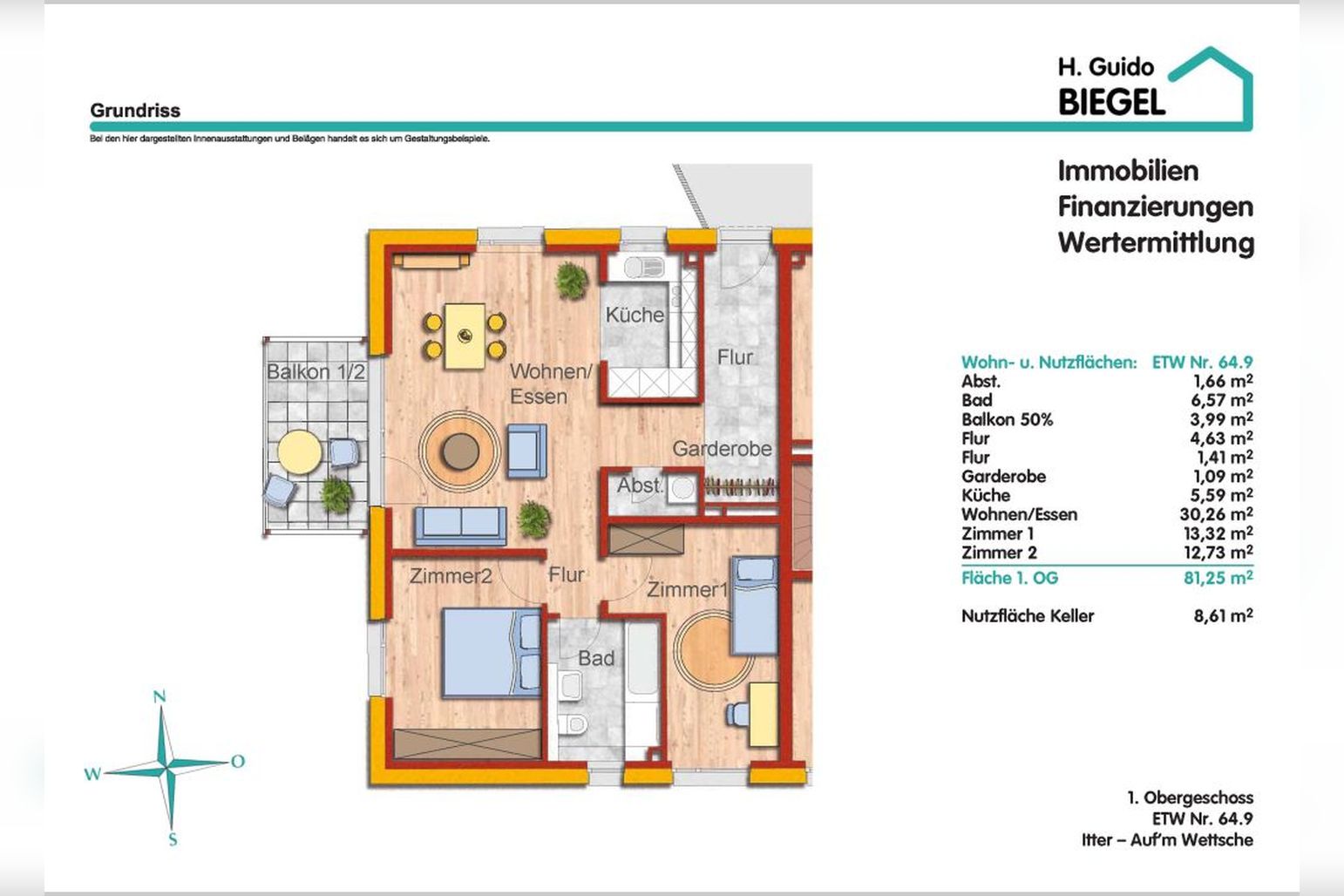 Immobilie Nr.64.9 - 3-Raum-Wohnung auf 1 Ebene, mit Balkon, Aufzug, Tiefgarage - Bild 4.jpg