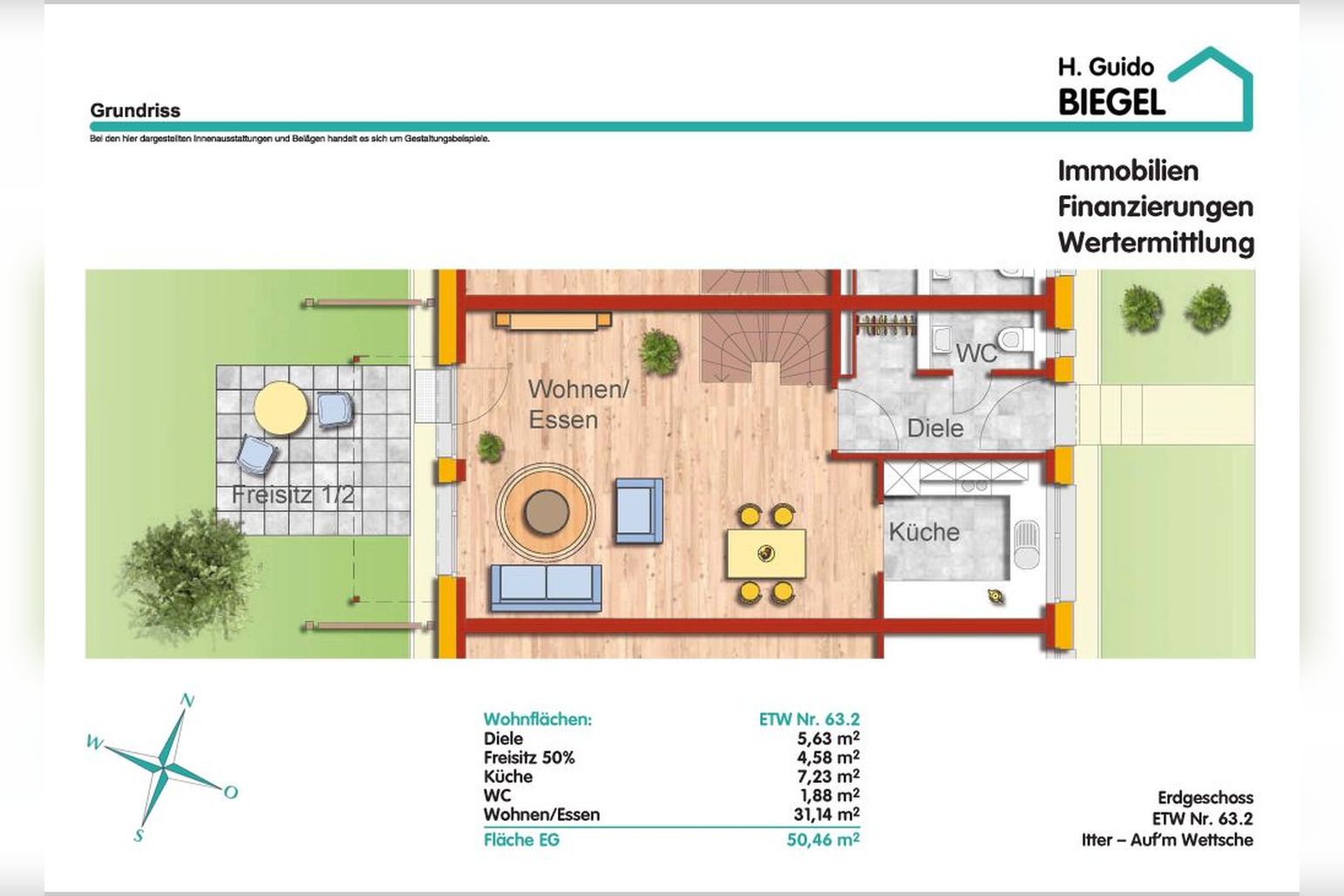 Immobilie Nr.63.2 - 4-Raum-Maisonette-Wohnung mit Terrasse u. kl. Garten, KfW-55-Förderfähig - Bild 4.jpg